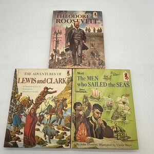 Vitg 1960s 3 Books Lewis Clark Theodore Roosevelt Men Sailed Seas meet series